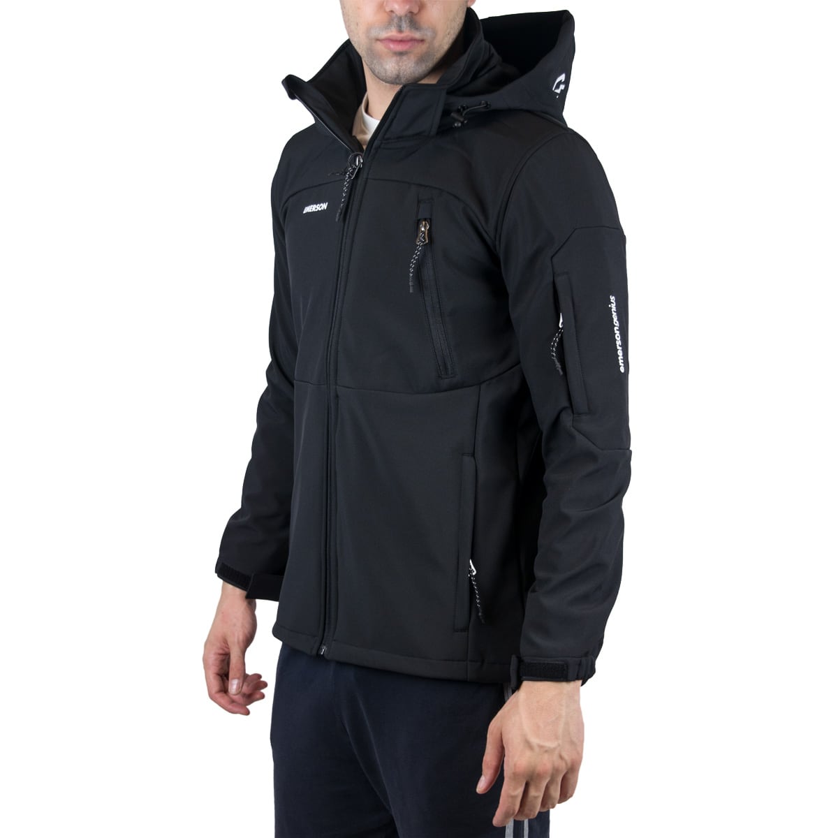EMERSON SHOFT SHELL RIBBED JACKET WITH DET/BLE HOOD 202.EM11.277 EMERSON SHOFT SHELL RIBBED JACKET WITH DET/BLE HOOD 202.EM11.277