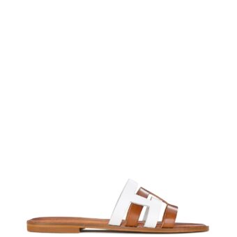 Flat γυναικεία Classico Donna Λευκό-Ταμπά