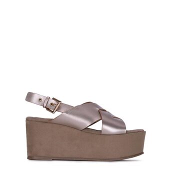 Flatforms γυναικεία Classico Donna Μπεζ Μεταλλικό