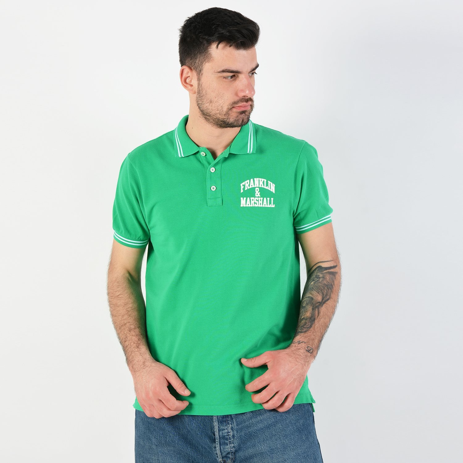 Franklin-Marshall-Mens-Polo-Classic-Short-SLeeve-Top-Ανδρική-Μπλούζα-9000026538_6898