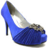 Γόβες Haute Couture decolte blu elettrico raso strass at389