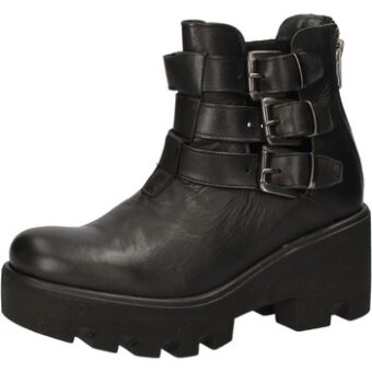 Μποτίνια Crown stivaletti nero pelle AE919