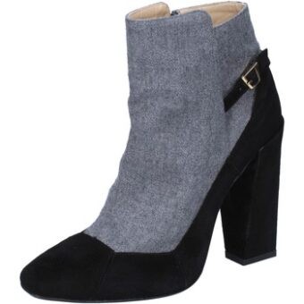 Μποτίνια Gianni Marra stivaletti nero camoscio grigio tessuto BY761
