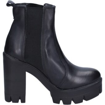 Μποτίνια J. K. Acid tronchetti nero pelle tessuto BX757