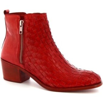 Μποτίνια Leonardo Shoes K5258 ROSSO INTRECCIO