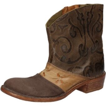 Μποτίνια Moma stivaletti marrone pelle beige camoscio AE215