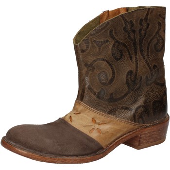 Μποτίνια Moma stivaletti marrone pelle beige camoscio AE215 Μποτίνια Moma stivaletti marrone pelle beige camoscio AE215